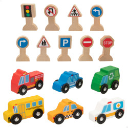 Woomax-  Set 6 Vehículos y Señales de Tráfico Madera