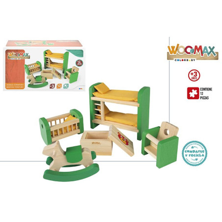 Woomax-  Set Muebles Dormitorio Muñecas Madera