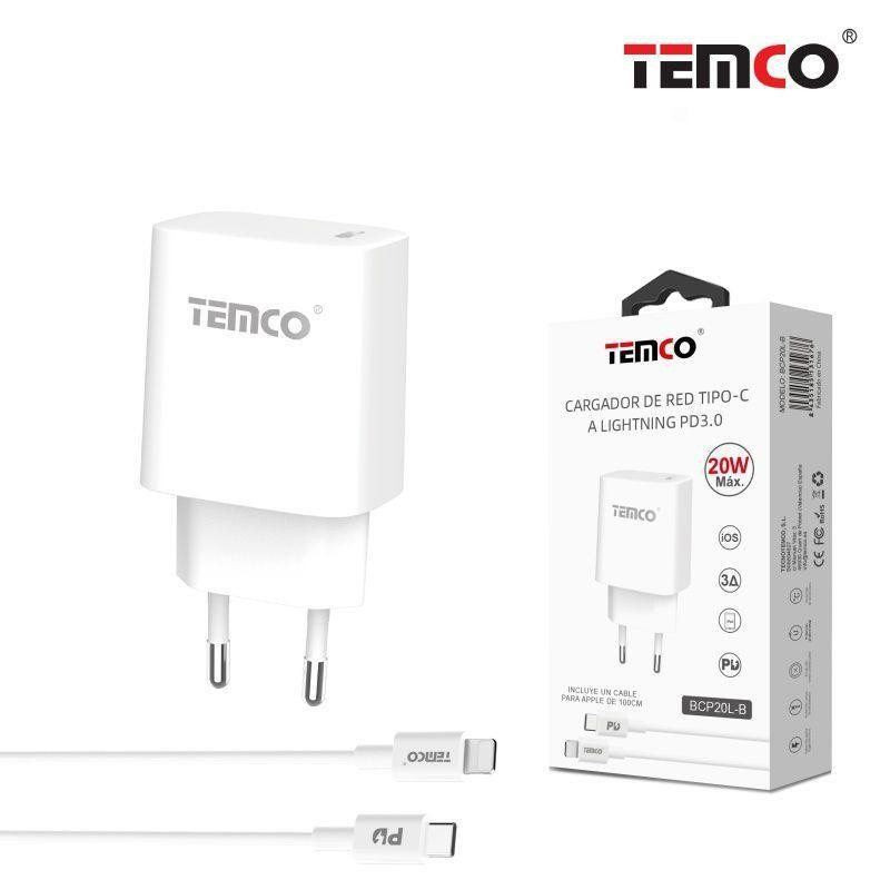 TEMCO - Cargador Tipo-C con Cable Lightning