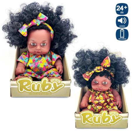 Muñeca Negrita con 12 Sonidos 25 cm