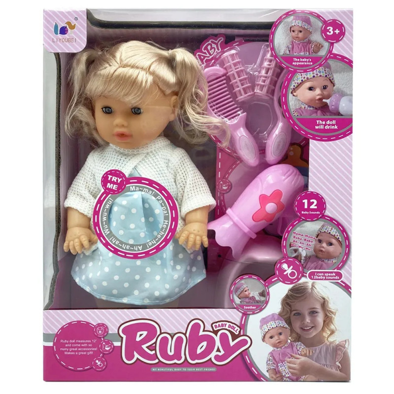 Muñeca con Accesorios Peluquería y Sonidos 30 cm