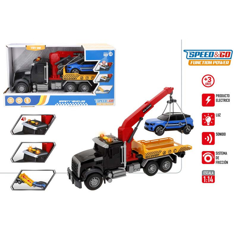 Speed&Go - Camión Fricción 1:14 Grua Luz&Sonido