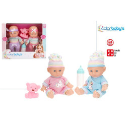 Colorbaby's - Pack 2 Bebes c/Accesorios 20 cm