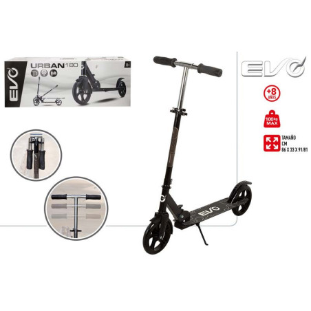 Patinete Scooter Plegable 2 Ruedas Negro 91-81 cm