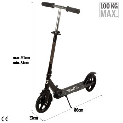 Patinete Scooter Plegable 2 Ruedas Negro 91-81 cm