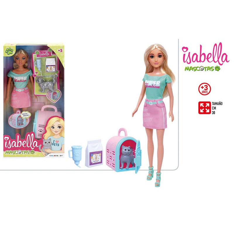 Isabella Mascotas - Muñeca 30 cm Gato c/Accesorios