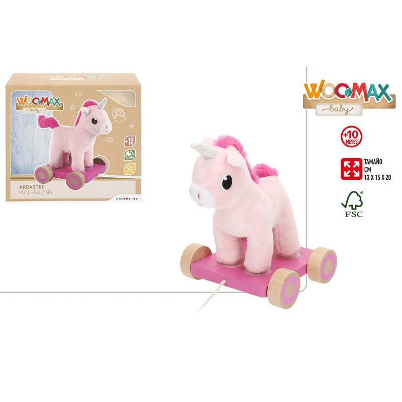 Arrastre Madera & Peluche Unicornio +18m Woomax