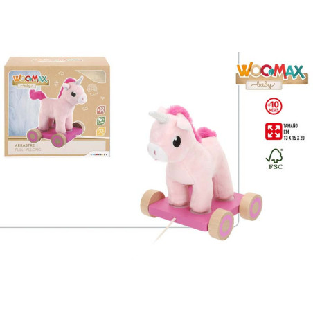 Arrastre Madera & Peluche Unicornio +18m Woomax