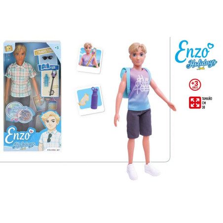 Isabella - Muñeco 30 cm c/Accesorios Enzo Summer Travel