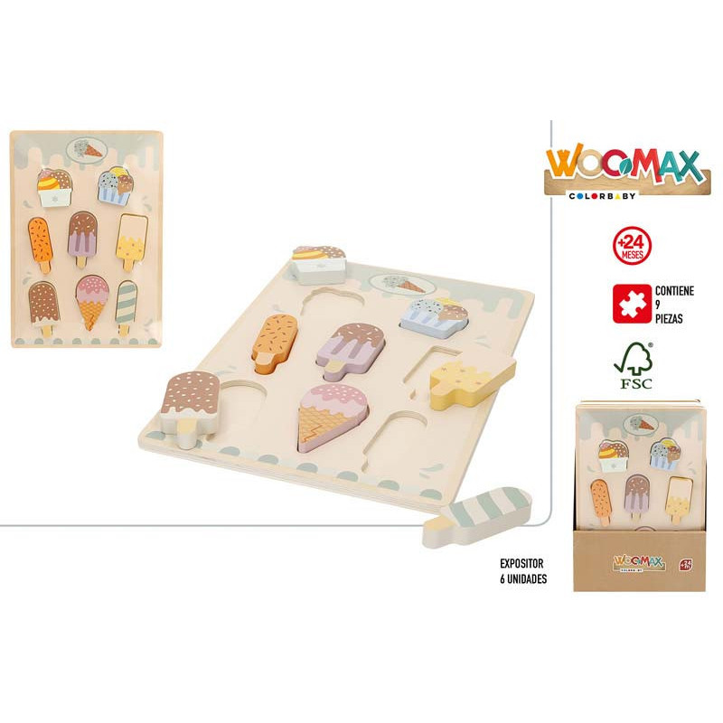 Woomax - Puzzle Madera Helados 9 pcs