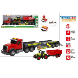 Speed&Go - Camión Remolque Fricción 1:14 c/Tractor Luz&Sonido