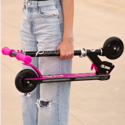 Patinete Scooter Plegable 2 ruedas Rosa c/Luces