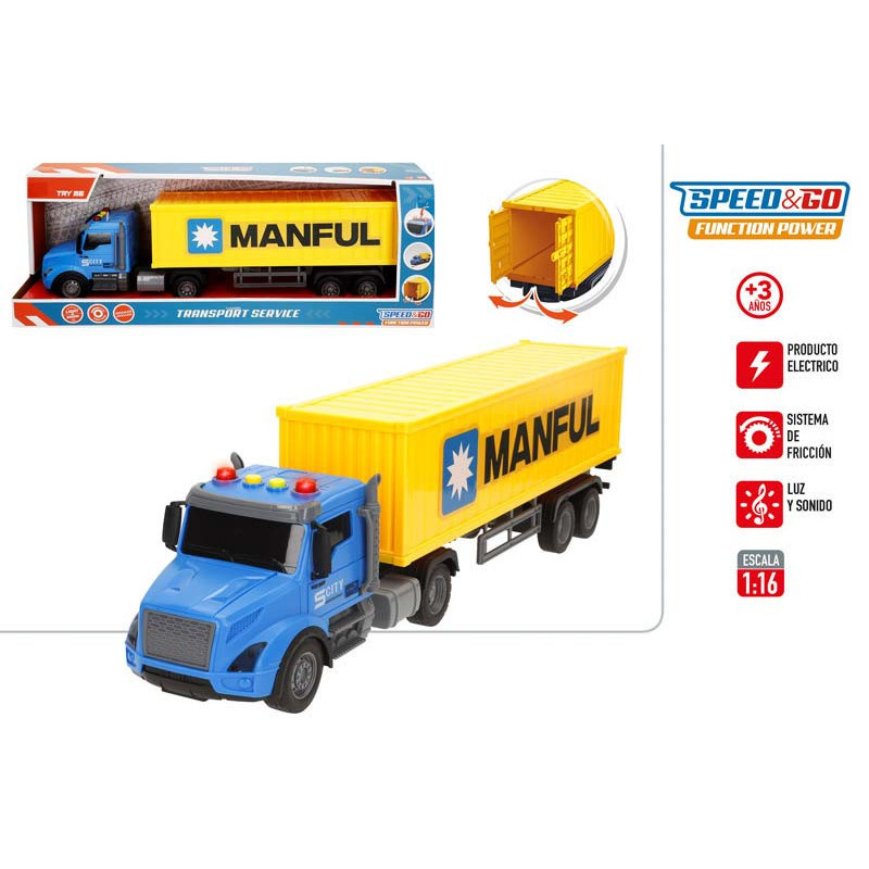 Speed&Go- Camión Contenedor Service Manful 1:16 Luz&Sonido