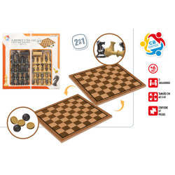 CB Games - Juego Ajedrez&Damas Tablero Madera 40x40 cm