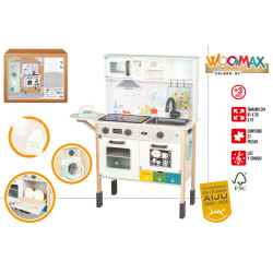 Woomax - Cocina Electrica Madera 81x30x97 cm c/Lavadora Luz&Sonido