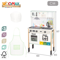 Woomax - Cocina Electrica Madera 81x30x97 cm c/Lavadora Luz&Sonido