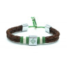Pulsera Betis Trenzada Piel Marrón Escudo