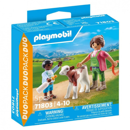 Playmobil Granjera con Ternero 71803