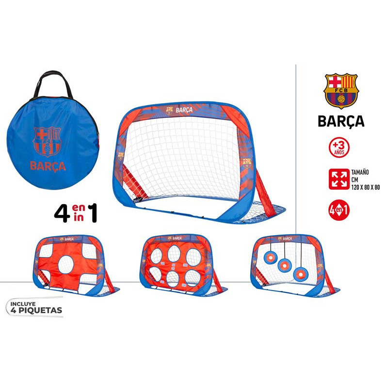 Portería Plegable 4 en 1 del FC Barcelona con Diana 120X80cm