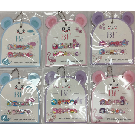 Set Uñas Postizas Relieve Infantiles