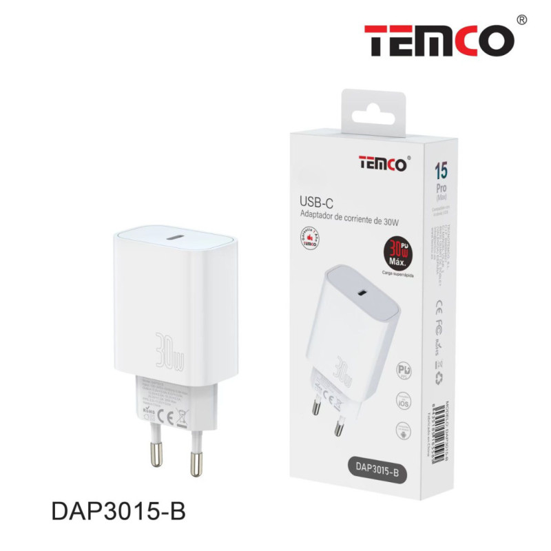 Cargador de Red Tipo C 30W Blanco
