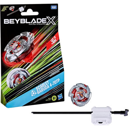Beyblade X, Scarlet Garuda 4-70TP Bx, Kit Inicial con Top y Lanzador