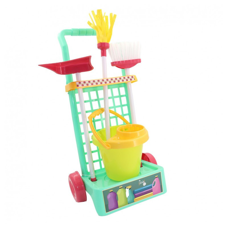 Carrito de Limpieza Verde con Accesorios