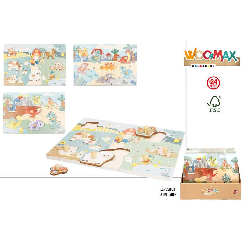 Woomax - Puzzle Madera Dinosaurio/Granja