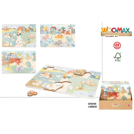 Woomax - Puzzle Madera Dinosaurio/Granja