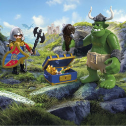 Playmobil Knights Troll con Tesoro de Caballero León 72116