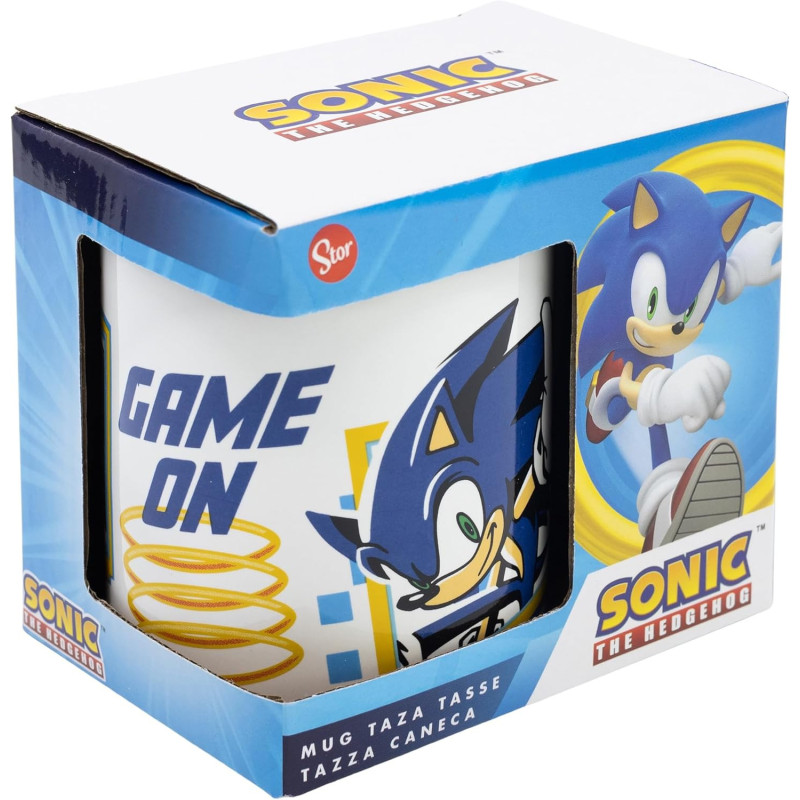 Taza Ceramica Sonic Game On Wh En Caja Regalo 325 Ml