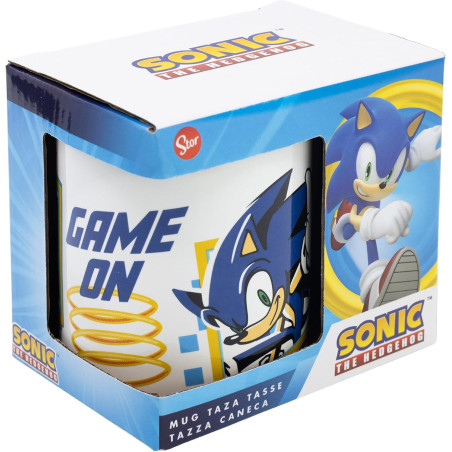 Taza Ceramica Sonic Game On Wh En Caja Regalo 325 Ml
