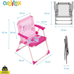Silla Plegable Infantil Barbie Rosa Con Brazos 38x32x53cm