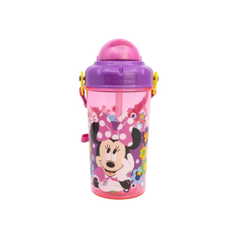 Botella 465ml C/Pajita+Correa Minnie