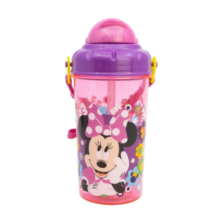 Botella 465ml C/Pajita+Correa Minnie