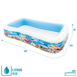 Piscina Hinchable Intex Rectangular Fondo Marino 56x183x305 Cm
