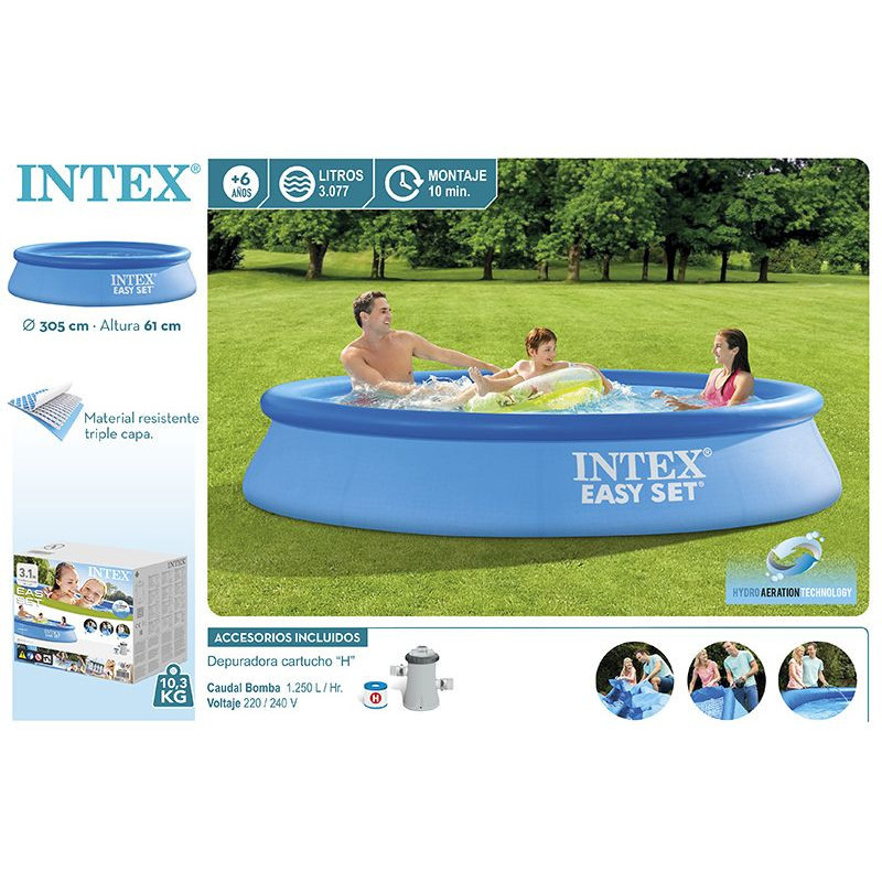 Piscina Easy Set Redonda 3.05x61 cm C/ Depuradora Intex