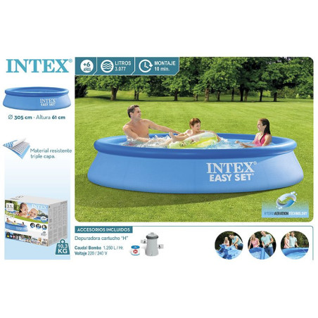 Piscina Easy Set Redonda 3.05x61 cm C/ Depuradora Intex