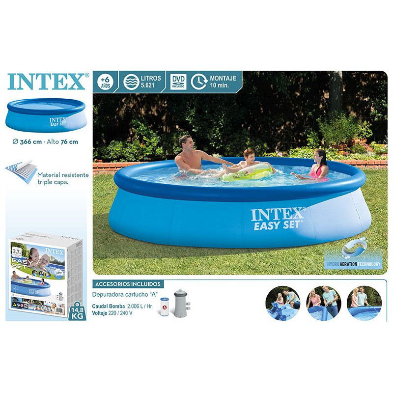 Piscina Easy Set Redonda 3.66x76 cm C/Depuradora Intex