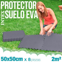 Protector de Suelo para Piscina Intex Gris (50x50x0,5cm Pack 8 Ud.)