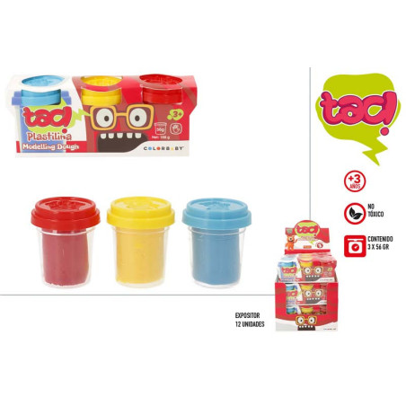 Tac Plastilina - Pack 3X56 GR Botes Plastilina Colores