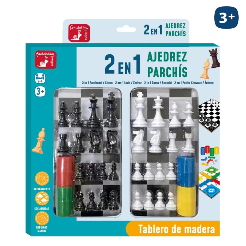 Parchis/Ajedrez Madera 30x30 cm
