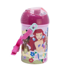 Botella 450ml C/Pajita+Correa Princesas