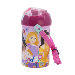 Botella 450ml C/Pajita+Correa Princesas