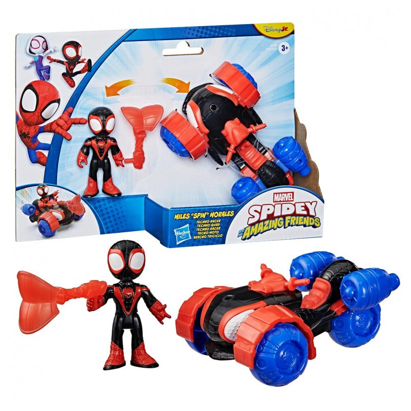 Spidey and his Amazing Friends Figura Miles Spin Morales con Aracno Triciclo