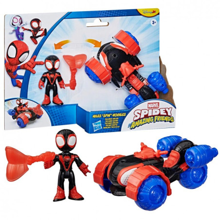 Spidey and his Amazing Friends Figura Miles Spin Morales con Aracno Triciclo