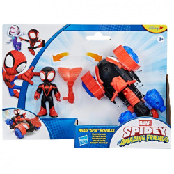 Spidey and his Amazing Friends Figura Miles Spin Morales con Aracno Triciclo