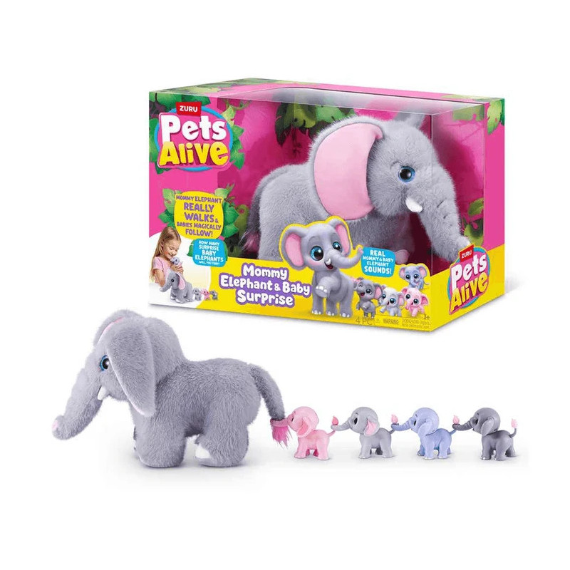 Pets Alive Mommy Elephant con Bebés Elefante Sorpresa