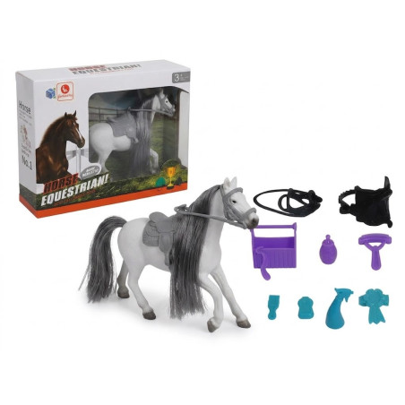 Set Caballo Crin Pelo c/Accesorios 18 cm