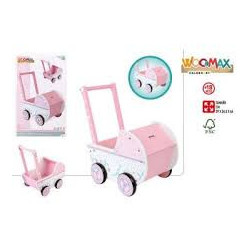 Woomax- Carrito de Madera Muñecas